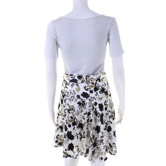 A.L.C. Brien Cream Brown Blue Jacobean Floral Silk Flutter Mini Skirt 8 - Picture 6 of 12